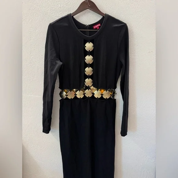 STAUD Delphine Embellished Cutout Maxi Dress 12 - Picture 2 of 6